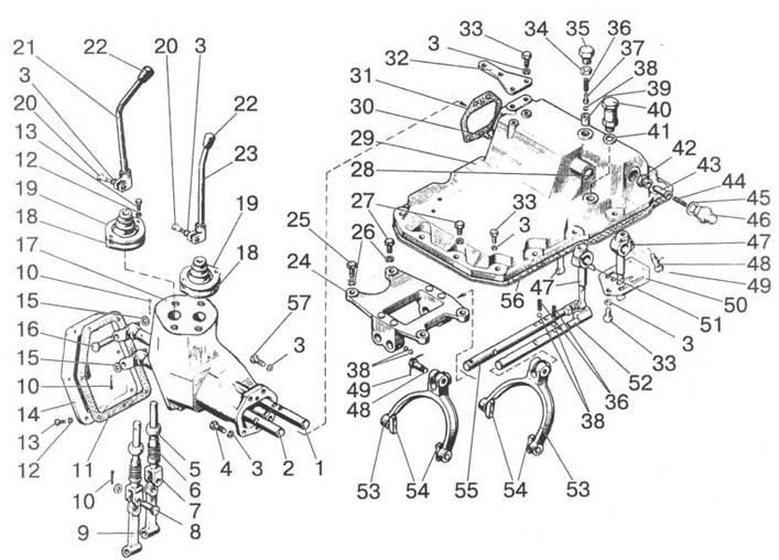 Крышка кпп мтз 82 с боковым переключением схема